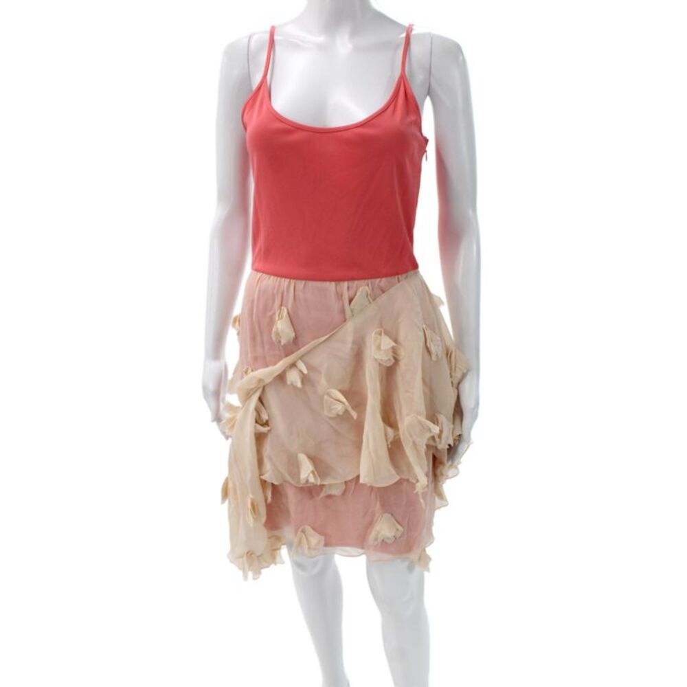 Badgley Mischka Women Pink Silk Tank Dress Scoop Neck Sleeveless Zip Size S